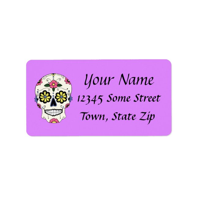 Purple Sugar Skull Address Labels (Front)
