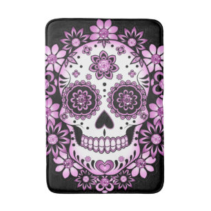 Purple Sugar Skull Bath Mat