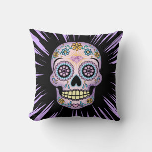 Purple Sugar Skull Cushion