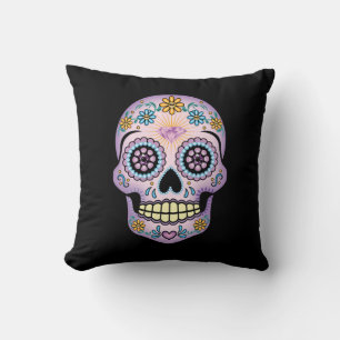 Purple Sugar Skull Cushion