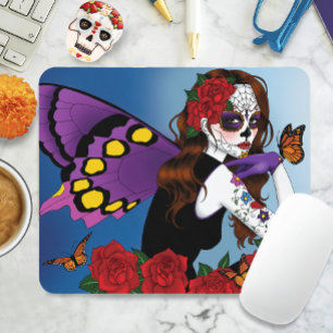 Purple Sugar Skull Fairy Mouse Pad