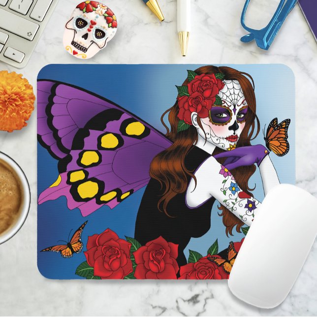 Purple Sugar Skull Fairy Mouse Pad (Creator Uploaded)
