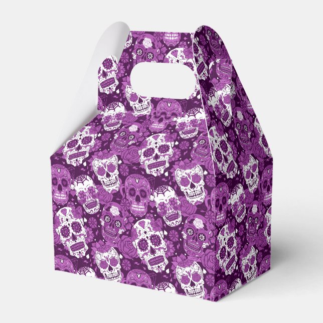 Purple sugar skull floral ornamental pattern favour box (Front Side)