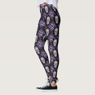 Purple Sugar Skull Leggings