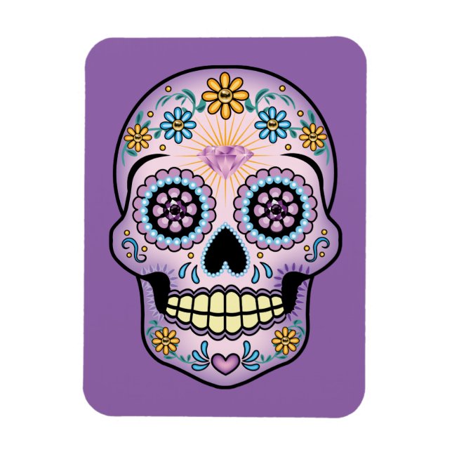 Purple Sugar Skull Magnet (Vertical)