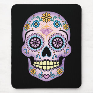 Purple Sugar Skull Mouse Pad