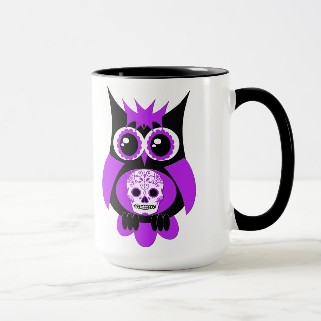 Purple Sugar Skull Owl Mug (Right)