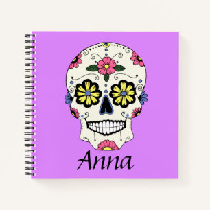 Purple Sugar Skull Personalised Mini Notebook