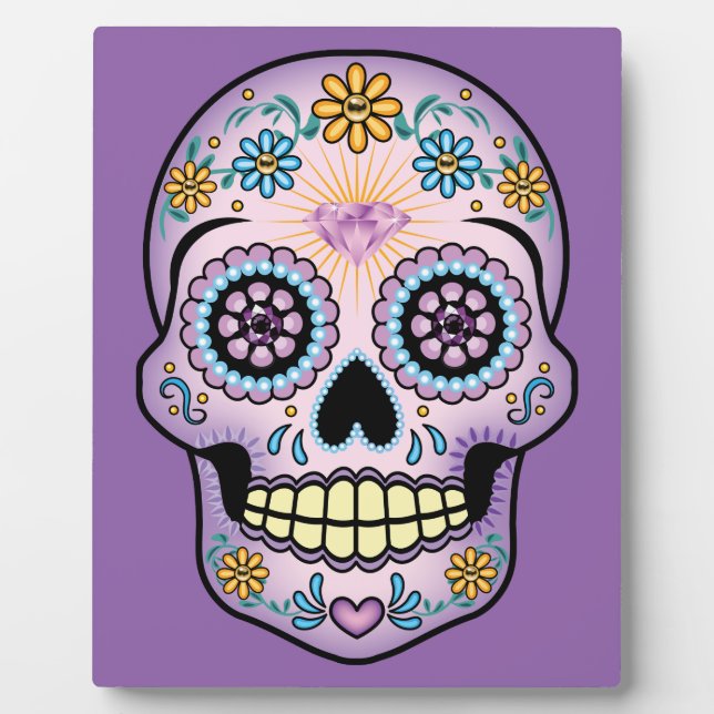 Purple Sugar Skull Plaque (Front)