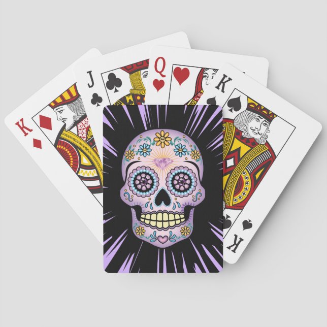 Purple Sugar Skull Playing Cards (Back)