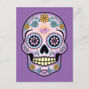 Purple Sugar Skull Postcard