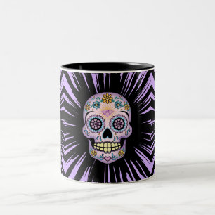 Purple Sugar Skull Two-Tone Coffee Mug