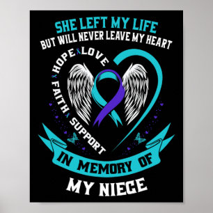 Purple Suicide Awareness Ribbon Niece Memorial Gra Poster