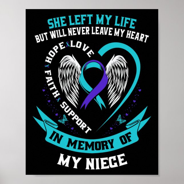 Purple Suicide Awareness Ribbon Niece Memorial Gra Poster (Front)
