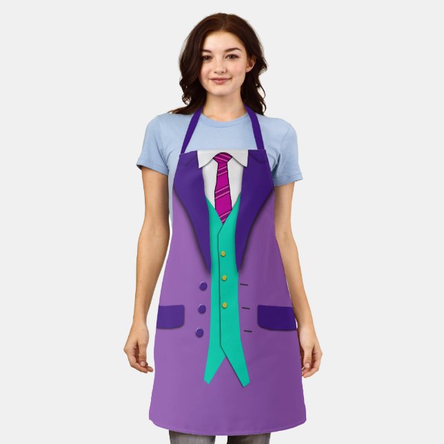 Purple Suit Red Tie and Teal Vest Apron (Worn)
