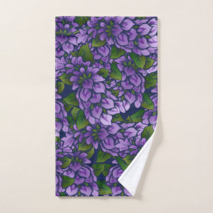 Purple Summer Floral Art Lilac Gardening Pattern Hand Towel