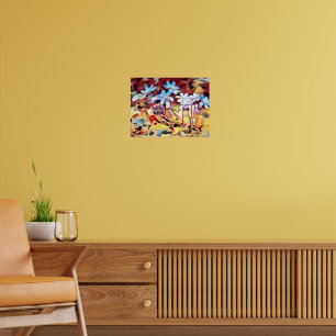 Purple summer flowers painting poster