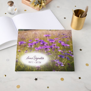 Purple Summer Wildflowers Memorial Service Guest Book