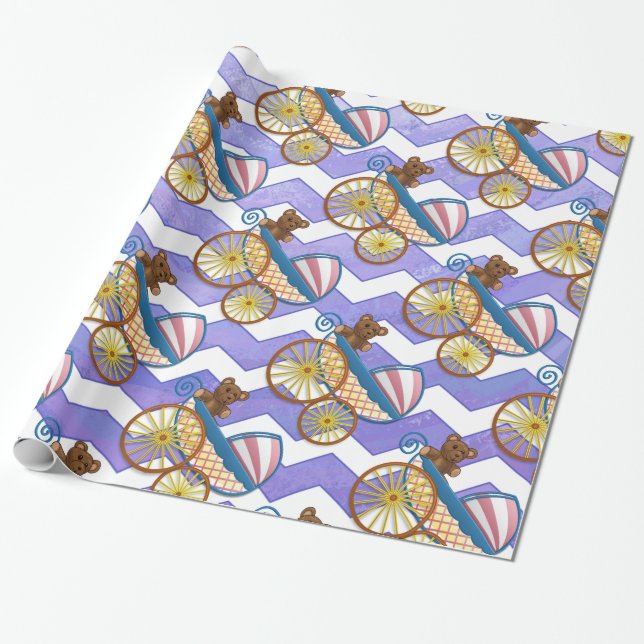 Purple Sun Baby Stuff Wrapping Paper (Unrolled)