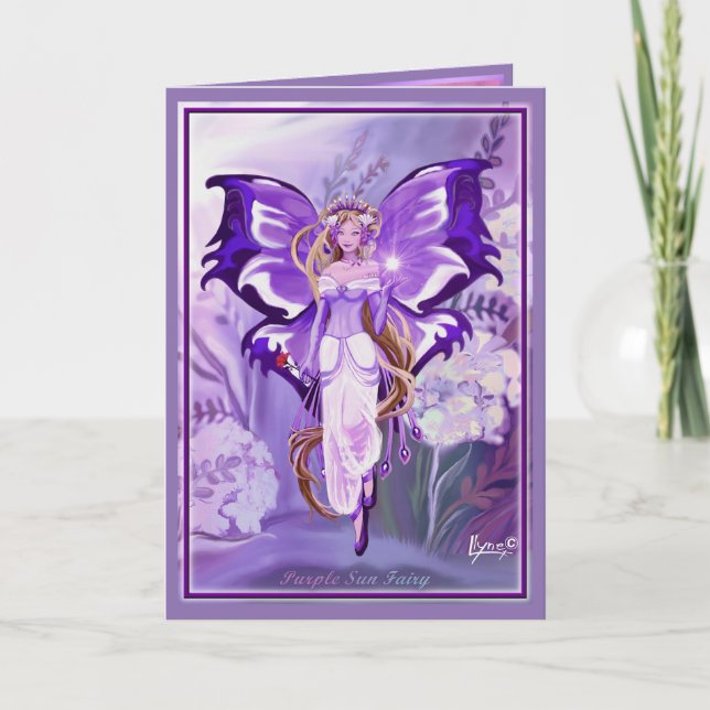 Purple Sun Fairy birthday card (Front)