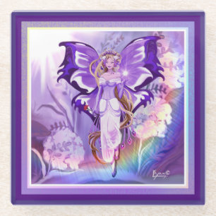 Purple sun Fairy Glass Coaster