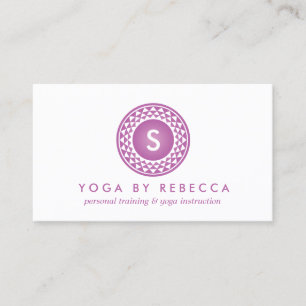 PURPLE SUN LOGO MONOGRAM for YOGA STUDIO, TEACHER Business Card