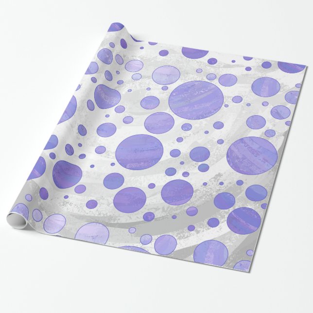 Purple Sun Polka Dot Wrapping Paper (Unrolled)