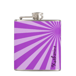 Purple Sunburst "Add Your Name" Hip Flask