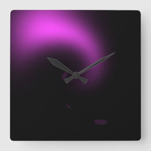 Purple Sunburst Twirl Lights Square Wall Clock
