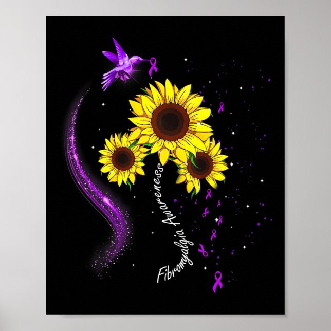 Purple Sunflower Fibromyalgia Awareness  Poster (Front)