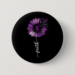 Purple Sunflower Ribbon Men and Women Alzheimers 6 Cm Round Badge