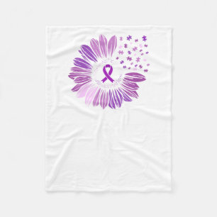 Purple Sunflower Ribbon Men and Women Alzheimers Fleece Blanket