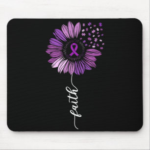Purple Sunflower Ribbon Men and Women Alzheimers Mouse Pad