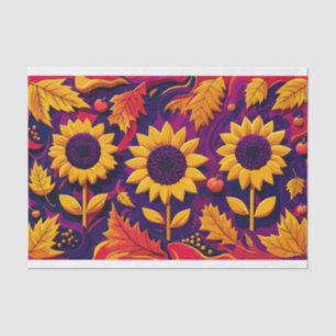 Purple Sunflower Trio, Folky Flowers for Fall Tissue Paper