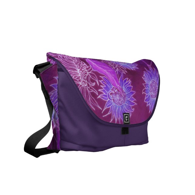Purple Sunflowers Commuter Bag (Front Left)