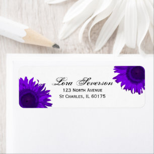 Purple Sunflowers Return Address Label