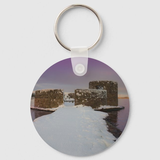 Purple Sunrise At The Snowy Chasewater  Key Ring (Front)