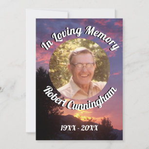 Purple Sunset and Trees Photo Loving Memory Invitation