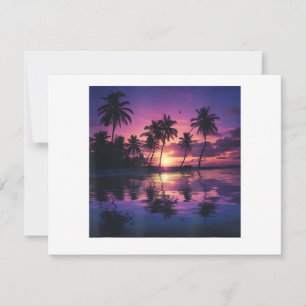 Purple Sunset Beach Palm Trees Save The Date