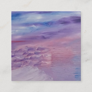 Purple Sunset Blue Pink Colourful Abstract Art Square Business Card