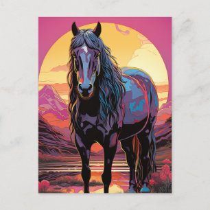 Purple Sunset Horse Postcard
