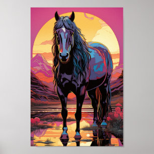 Purple Sunset Horse Poster