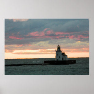 Purple Sunset & Lighthouse (Cleveland, OH) Poster