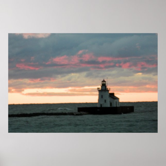 Purple Sunset & Lighthouse (Cleveland, OH) Poster (Front)