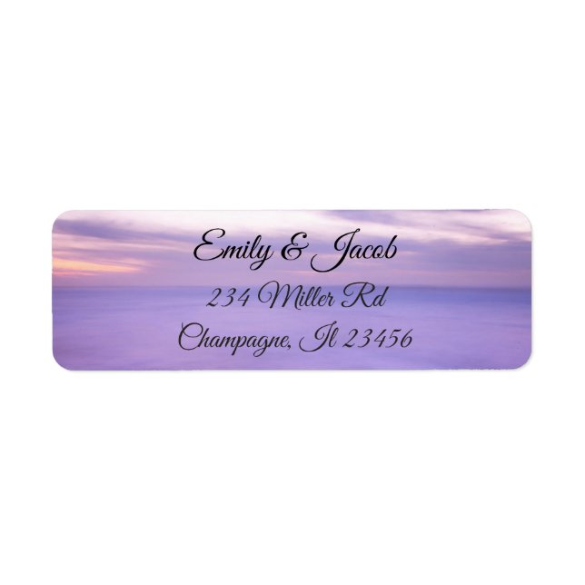 Purple sunset Ocean Beach Return Address Labels (Front)