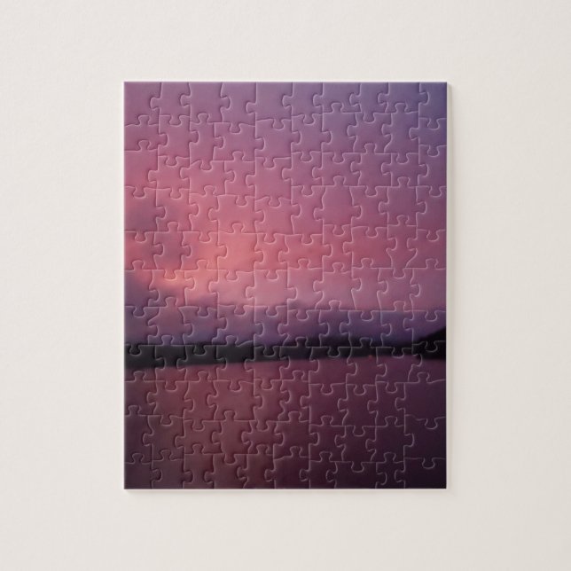 Purple sunset on Lake Arrowhead Jigsaw Puzzle (Vertical)