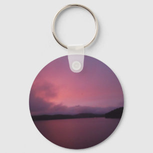 Purple sunset on Lake Arrowhead Key Ring