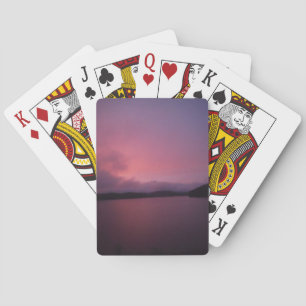 Purple sunset on Lake Arrowhead Playing Cards