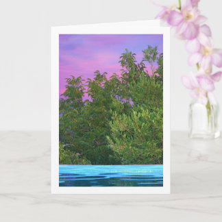Purple Sunset through Trees Card