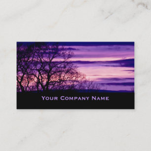 Purple Sunset Tree Silhouette Business Cards